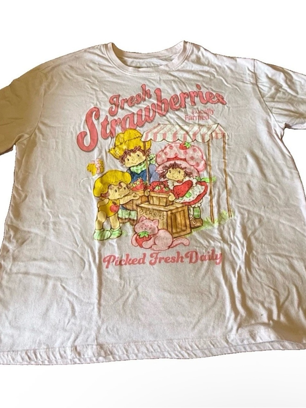 Light Pink Strawberry Shortcake Shirt Fresh Strawberries Market Large 12-14